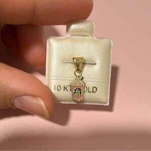 10K Gold Pink Coffee Cup Charm Pendant